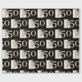 Custom Foto Black and Gold 50. Geburtstag Geschenkpapier (Flach)
