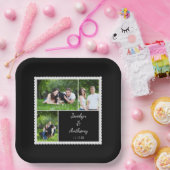 Custom Foto Black and White Wedding Pappteller (Party)