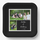 Custom Foto Black and White Wedding Pappteller (Vorderseite)