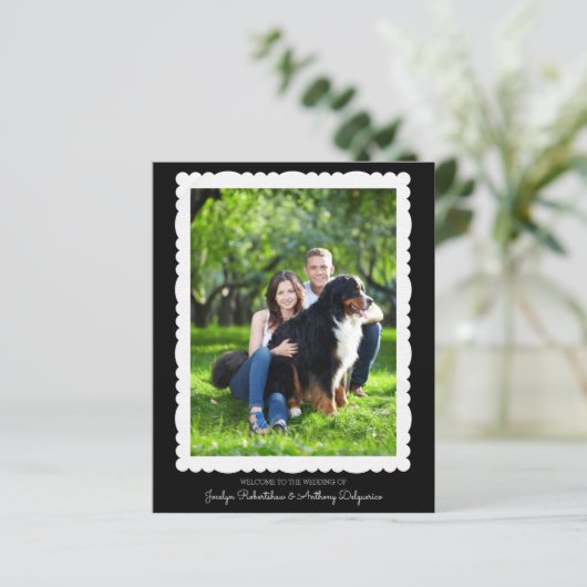 Custom Foto Black and White Wedding Program (Stehend Vorderseite)