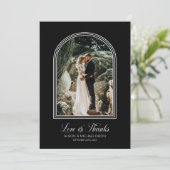 Custom Foto Black Arch Wedding Dankeskarte (Stehend Vorderseite)