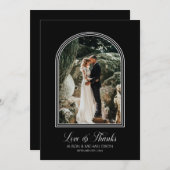 Custom Foto Black Arch Wedding Dankeskarte (Vorne/Hinten)