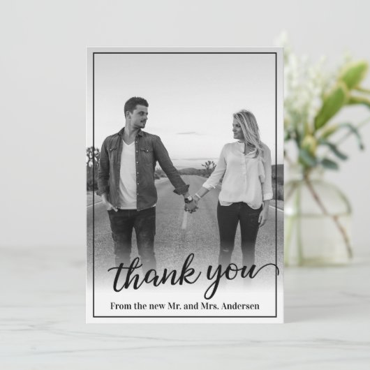 Custom Foto Black Frame Vielen Dank Dankeskarte (Stehend Vorderseite)