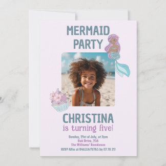 Custom Foto Black Girl Mermaid Geburtstagsparty Einladung
