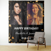 Custom Foto Black Gold Stars Freunde Geburtstag Wandteppich (Beispiel)