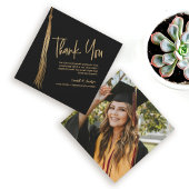 Custom Foto Black Gold Tassel Einzigartiger Abschl Dankeskarte