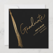 Custom Foto Black Gold Tassel Einzigartiger Abschl Dankeskarte (Vorderseite)