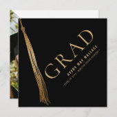 Custom Foto Black Gold Tassel Einzigartiger Abschl Dankeskarte (Vorne/Hinten)