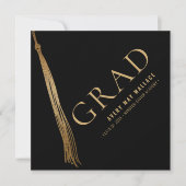 Custom Foto Black Gold Tassel Einzigartiger Abschl Dankeskarte (Vorderseite)