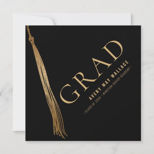 Custom Foto Black Gold Tassel Einzigartiger Abschl Dankeskarte (Vorderseite)
