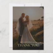 Custom Foto Black Gold Wedding Dankeschön Card Einladung (Vorderseite)