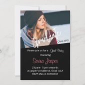 Custom Foto Black Graduation Party lädt ein Einladung (Vorderseite)