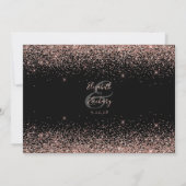 Custom Foto Black Rose Gold Glitzer Hochzeit Dankeskarte (Rückseite)