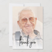 Custom Foto Black Script 90. Geburtstagsparty Dankeskarte (Vorderseite)