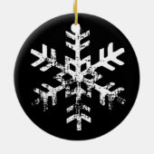 Custom Foto Black Snowflake Circle Ornament (Hinten)