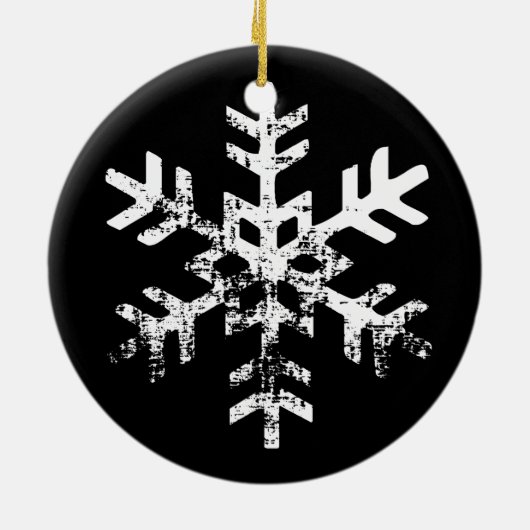 Custom Foto Black Snowflake Circle Ornament (Hinten)