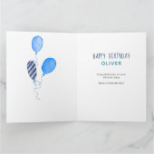 Custom Foto Blue Bunting und Balloons Geburtstag Karte (Innenseite)