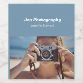 Custom Foto Blue Fotograf Weinetikett (Einzelnes Label)