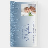 Custom Foto Blue Glitzer Tropfen 80. Geburtstag Banner (Vertikal)