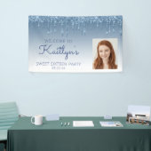 Custom Foto Blue Glitzer Tropfen Sweet 16 Banner (Messeveranstaltung)