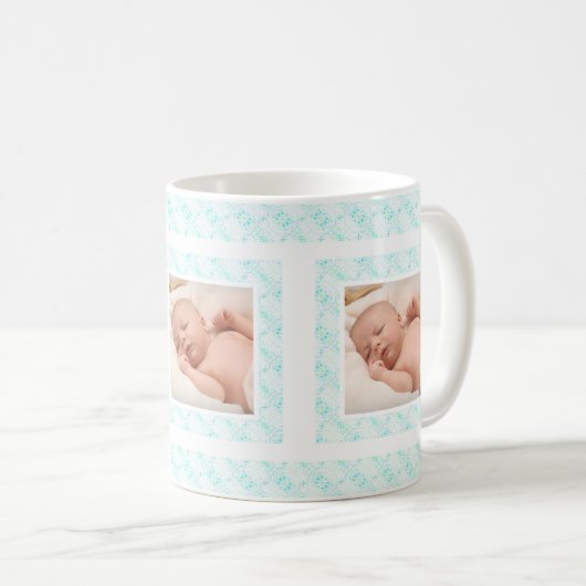 Custom Foto Blue Pattern Mutter Day Mama Mommy Kaffeetasse (VorderseiteRechts)