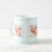 Custom Foto Blue Pattern Mutter Day Mama Mommy Kaffeetasse (Vorderseite Links)