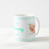 Custom Foto Blue Pattern Mutter Day Mum Mummy Kaffeetasse (VorderseiteRechts)