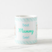 Custom Foto Blue Pattern Mutter Day Mum Mummy Kaffeetasse (Mittel)
