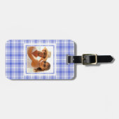 Custom Foto Blue White Kariert 2 Gepäckanhänger (Vorderseite horizontal)