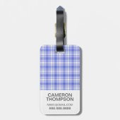 Custom Foto Blue White Kariert 2 Gepäckanhänger (Rückseite vertikal)