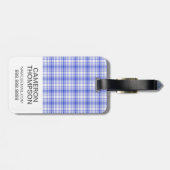 Custom Foto Blue White Kariert 2 Gepäckanhänger (Rückseite horizontal)