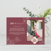 Custom Foto Blume Double Xi Chinesisch Hochzeit Dankeskarte (Stehend Vorderseite)
