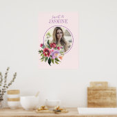 Custom Foto Blush Pink Aquarell Blumengeburt Poster (Küche)