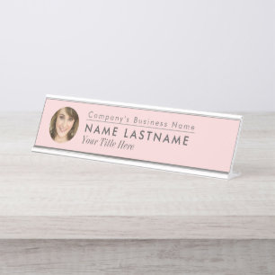Custom Foto Blush Pink Business Elegante Moderne Schreibtischnamensplakette
