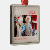 Custom Foto Blush Pink Ornament mit Schneeflocken (Rechts)