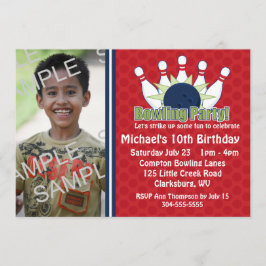 Custom Foto Bowling Birthday Party Einladung