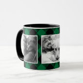 Custom Foto Buffalo Kariertes Muster Grün Weihnach Tasse (Vorderseite Links)