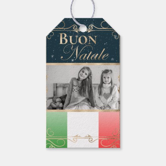 Custom Foto Buon Natale Italienische Fahne Weihnac Geschenkanhänger (Vorderseite)