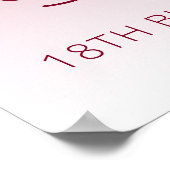 Custom Foto Burgundy 18. Geburtstag Willkommen Poster (Ecke)