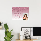 Custom Foto Burgundy 18. Geburtstag Willkommen Poster (Heimbüro)