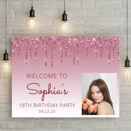 Custom Foto Burgundy 18. Geburtstag Willkommen Poster