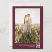 Custom Foto burgundy blush QR Code Hochzeit Einladung (Rückseite)