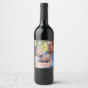 Custom Foto Burgundy Rose Gold Floral Wedding Weinetikett