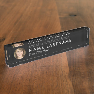Custom Foto Business Elegante Moderne Titel Schwar Namensplakette
