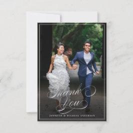 Custom Foto Calligraphy Elegant Classic Wedding T Dankeskarte