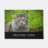 Custom Foto Cat Kitty willkommen Zuhause black Fußmatte (Vorderseite)