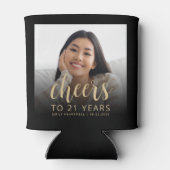 Custom Foto Cheers 21. Geburtstag Party Dosenkühler (Rückseite)