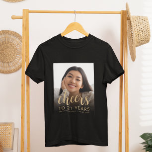 Custom Foto Cheers 21. Geburtstag Party T-Shirt