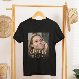 Custom Foto Cheers 21. Geburtstag Party T-Shirt