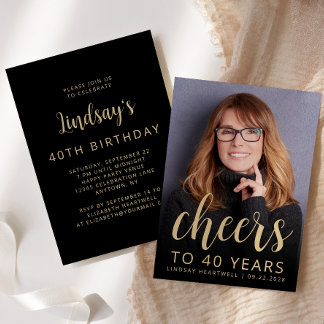 Custom Foto Cheers 40. Geburtstag Party Einladung